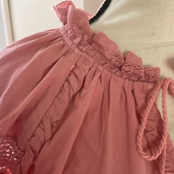 Anthropologie BWT Forever That Girl Dusty Rose Pink Lace Cutout Blouse. Sz M - Picture 3 of 9